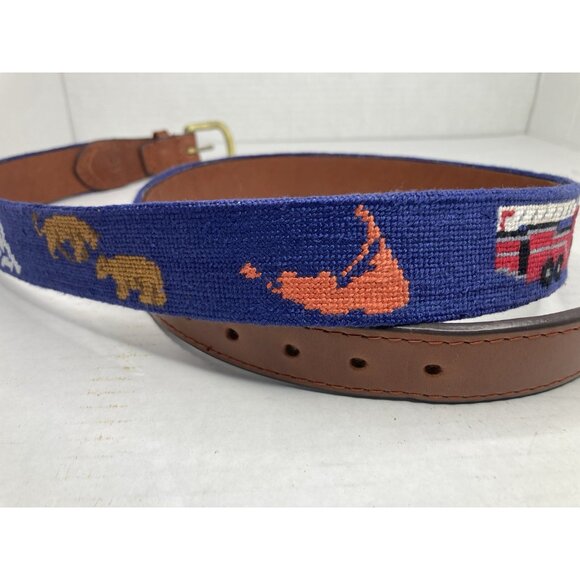 Smathers & Branson Custom Leather Needlepoint Men's Belt Size 38 see description - Picture 6 of 9